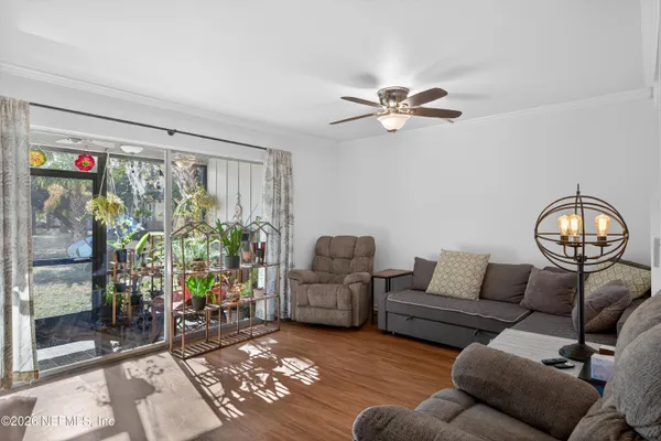 a living room with furniture