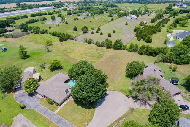 an aerial view of a house