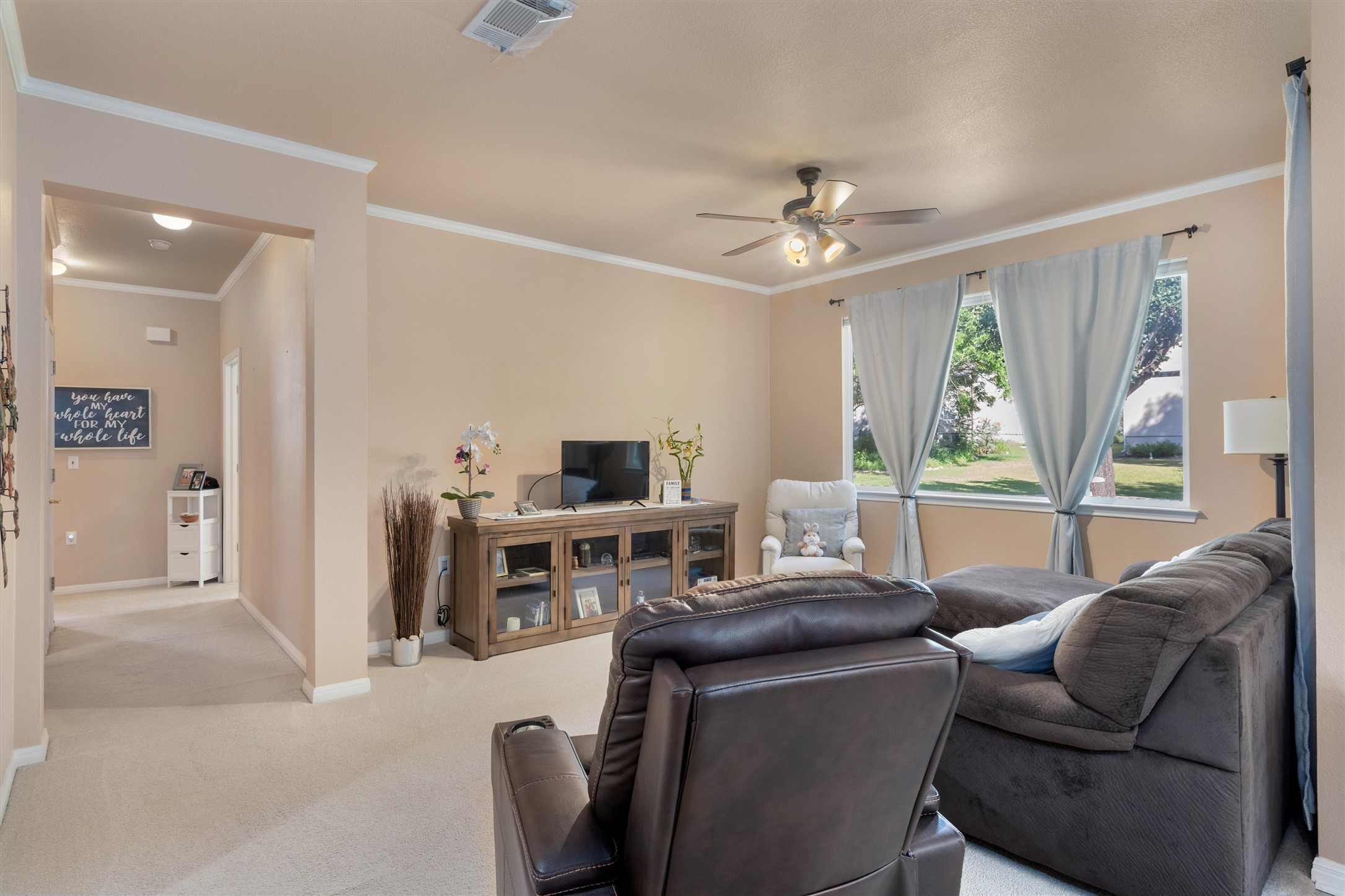 272 Red Poppy Trail Georgetown, TX 78633 - Photo 7 of 29 a living room with furniture a flat screen tv and a window