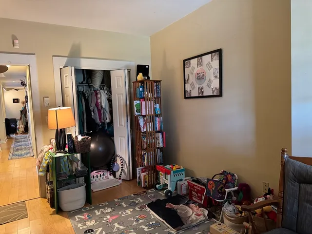 a room with furniture and gym equipment