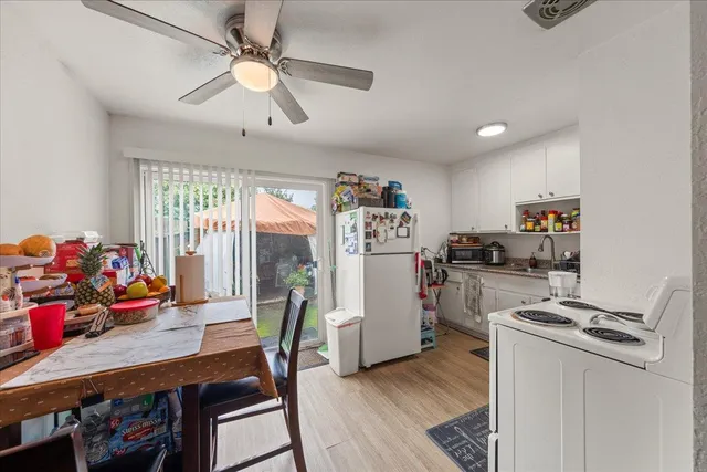 a work place with table and chairs