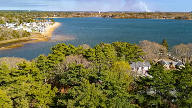 a view of a lake with a houses