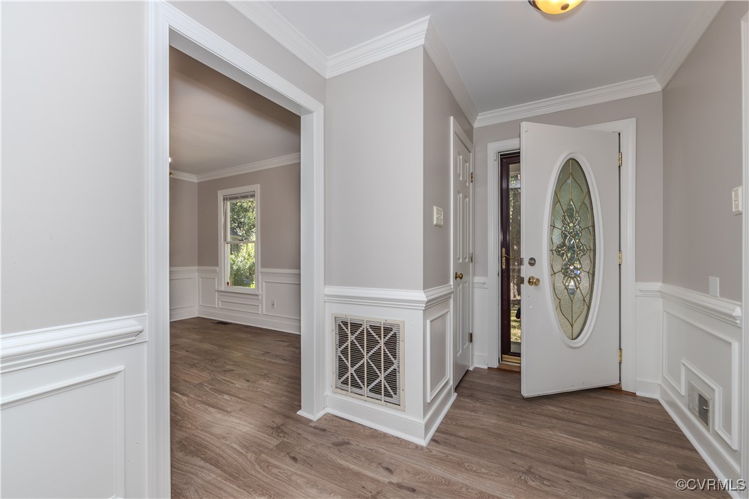13817 Laurel Spring Road Chester, VA 23831 - Photo 2 of 40 Entrance foyer with ornamental molding and hardwoo