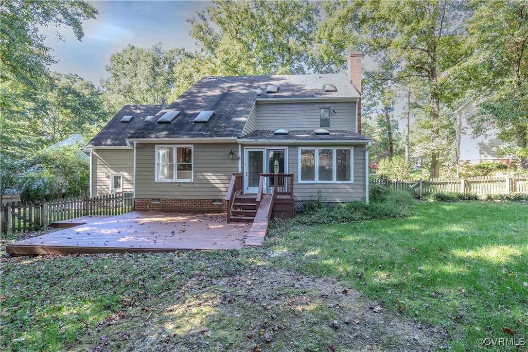 13817 Laurel Spring Road Chester, VA 23831 - Photo 36 of 40 Rear view of property with a wooden deck and a law