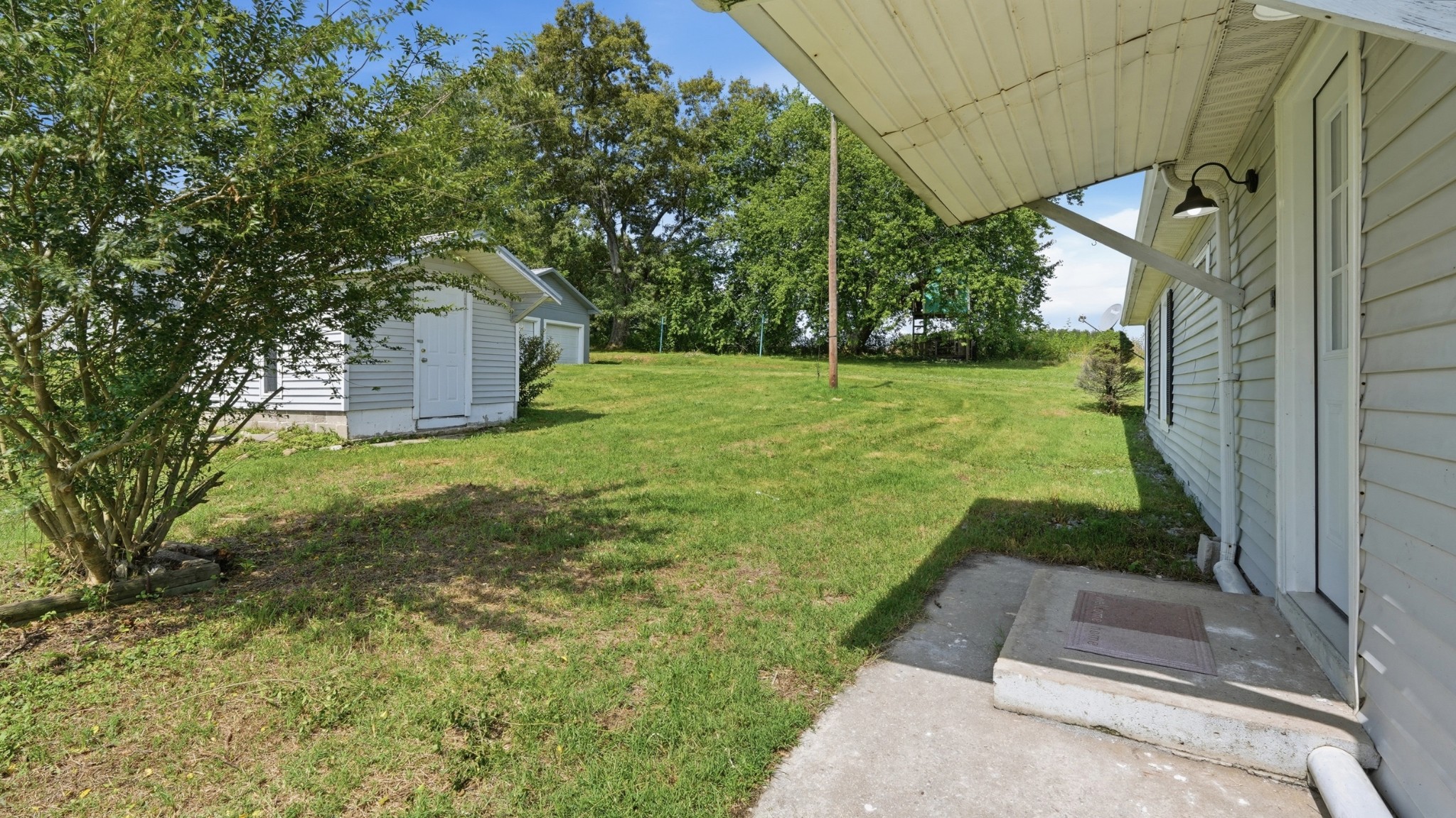 469 Fred Cooper Road McMinnville, TN 37110 - Photo 34 of 46 a backyard of a house with plants and large tree