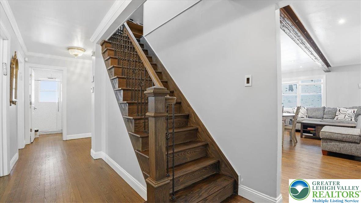 172 Evergreen Hollow Road Effort, PA 18330 - Photo 23 of 70 a view of a livingroom with wooden floor and stairs
