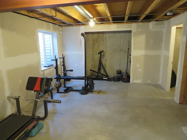 a view of a room with gym equipment