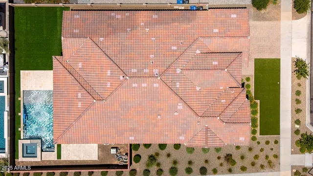 an aerial view of a house