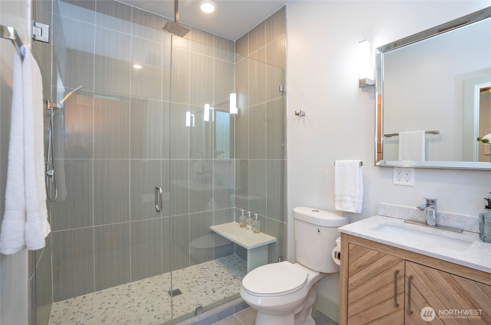240 East Susan Lane Union, WA 98592 - Photo 21 of 40 a bathroom with a granite countertop sink toilet and shower
