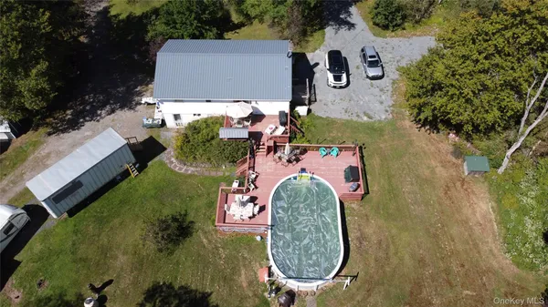 an aerial view of a house having outdoor space