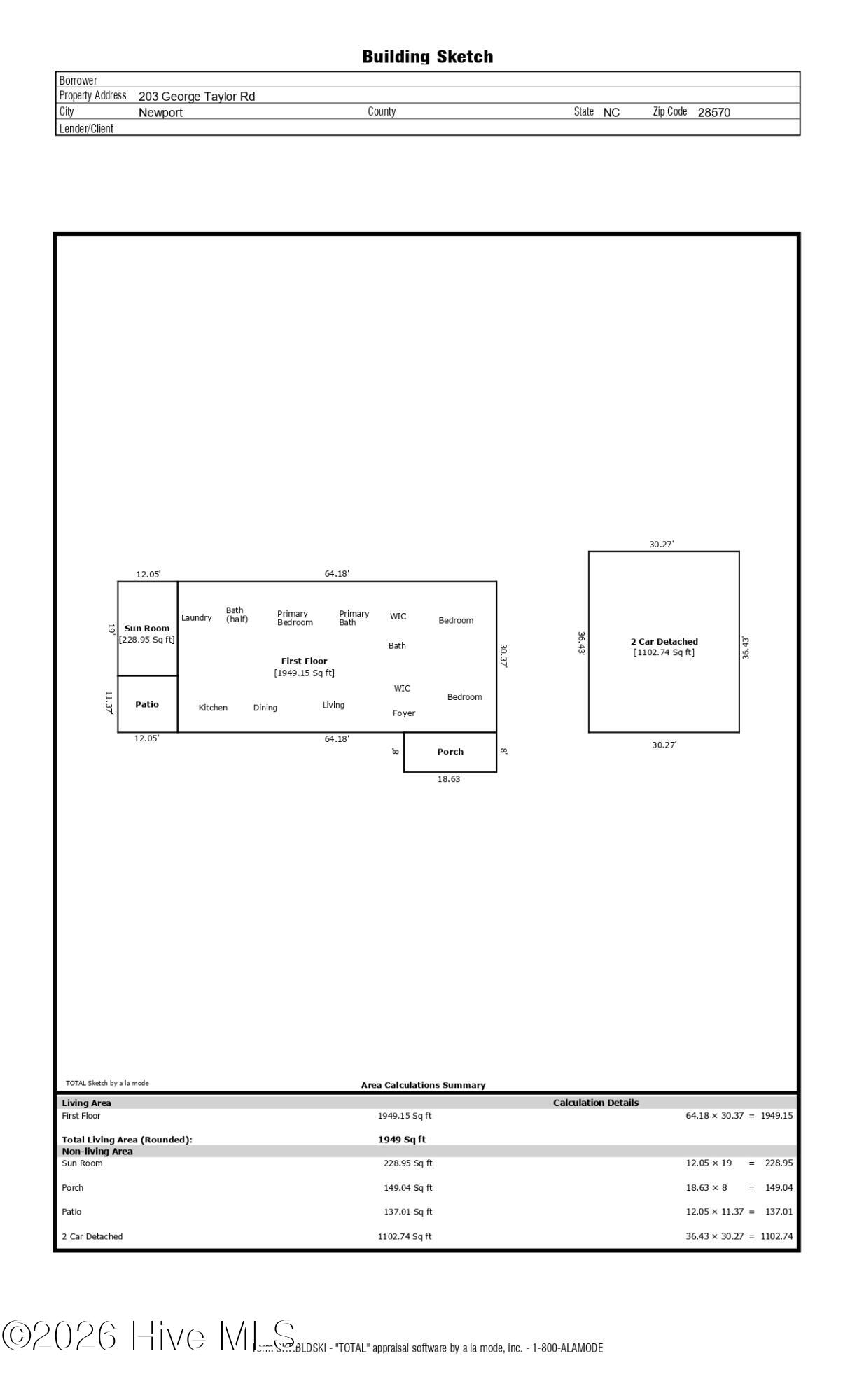 203 George Taylor Road Newport, NC 28570 - Photo 47 of 47 Sketch/Floorplan