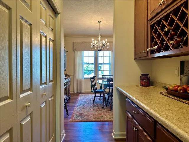 a view of a kitchen and dining room