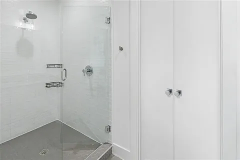 a bathroom with a shower