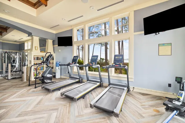 a view of a room with gym equipment