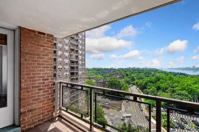 a view of balcony with mountain view