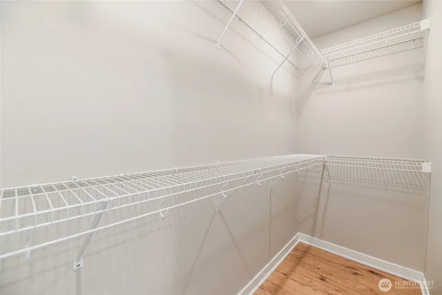 a view of a room with racks on the wall