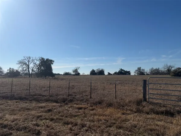 a view of a yard with wooden fence