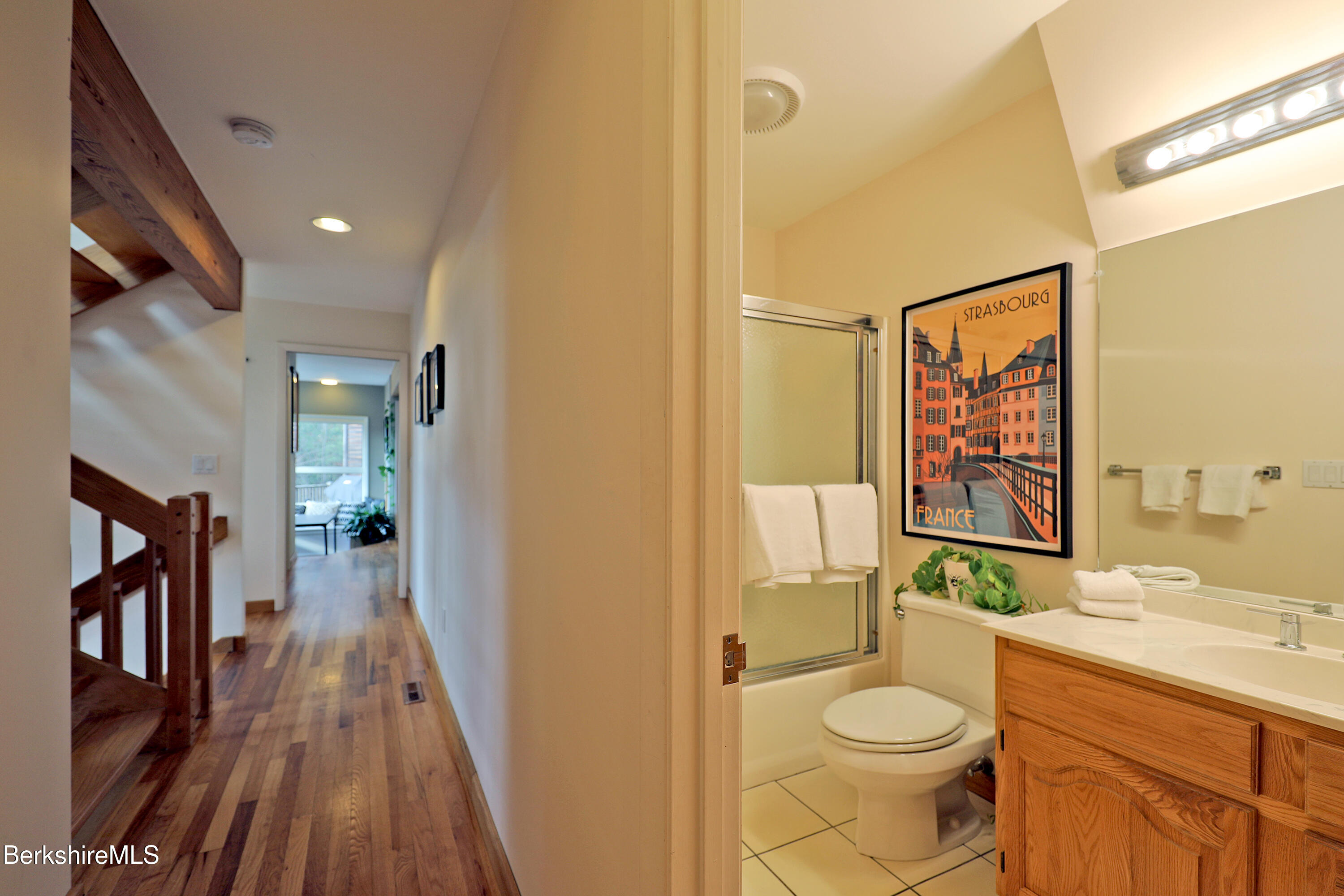 126 Temple Road New Lebanon, NY 12125 - Photo 26 of 70 a bathroom with a granite countertop sink toilet and shower