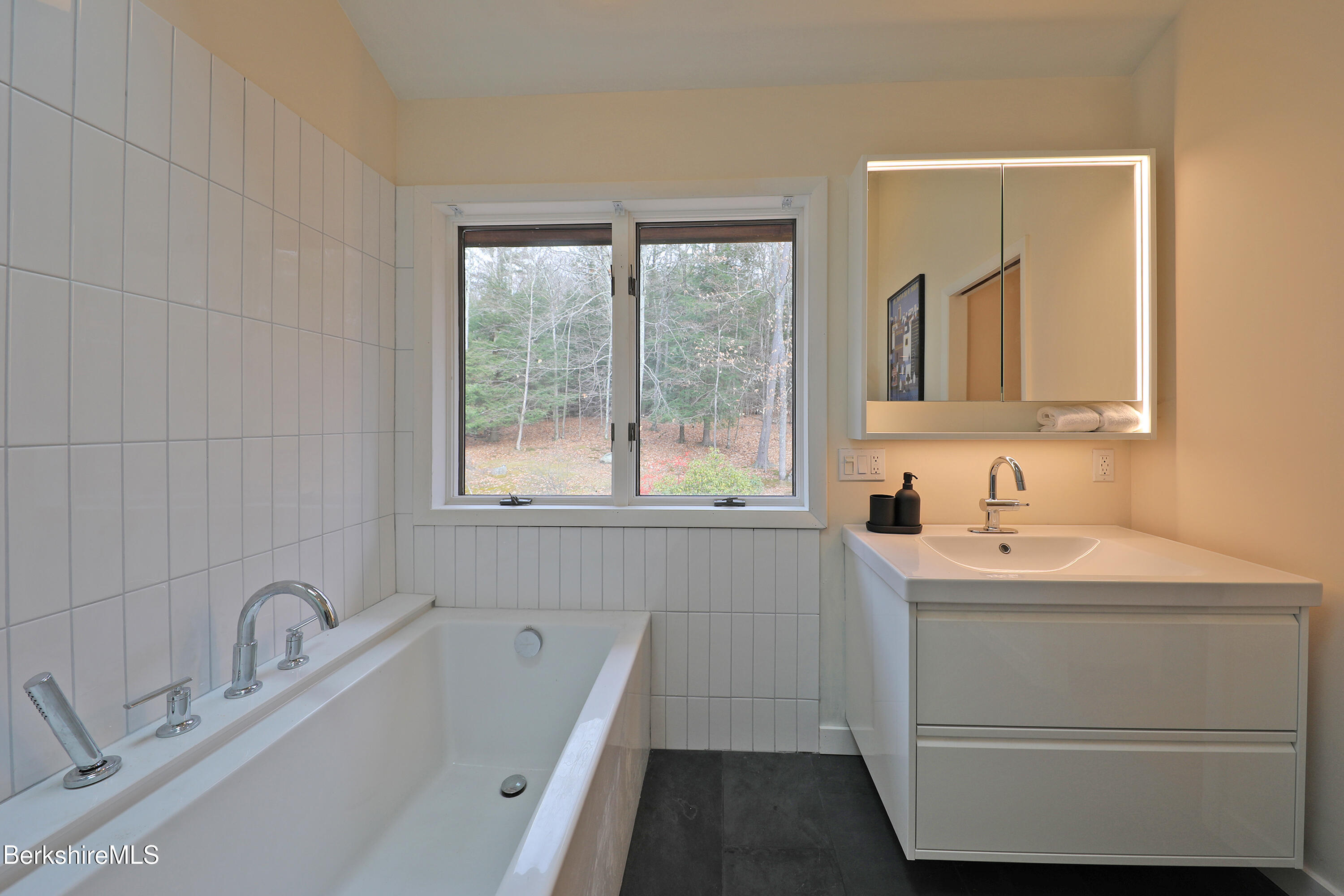 126 Temple Road New Lebanon, NY 12125 - Photo 59 of 70 a bathroom with a sink a bathtub and a window