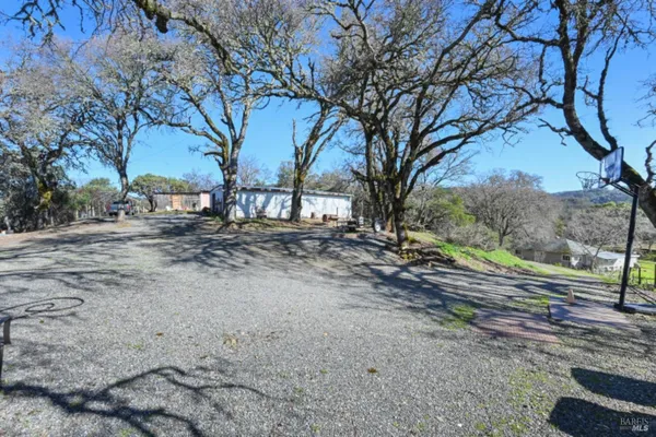 a view of an outdoor space with mountain view