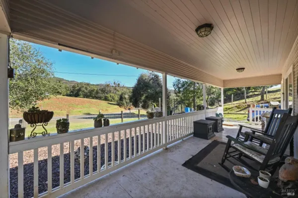 a view of a lake from a yard