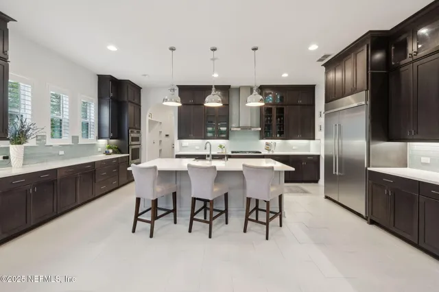 a view of a park with swings and slides