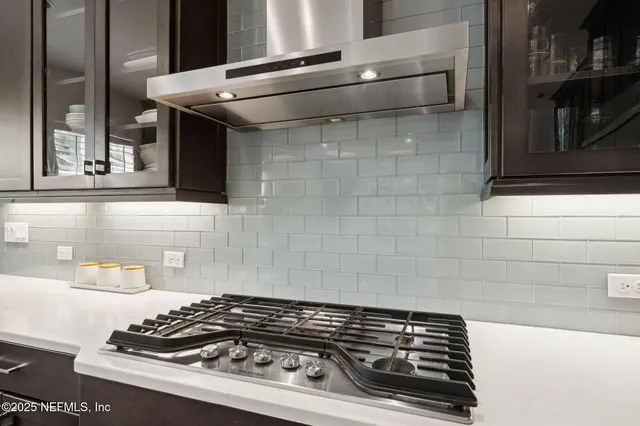 a view of an ocean and a yard