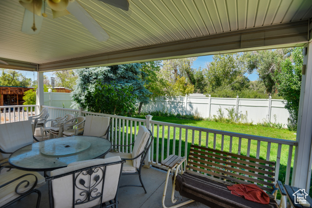 2373 East 190 North Beaver, UT 84713 - Photo 54 of 54 Fenced backyard with ceiling fan and outdoor dining area
