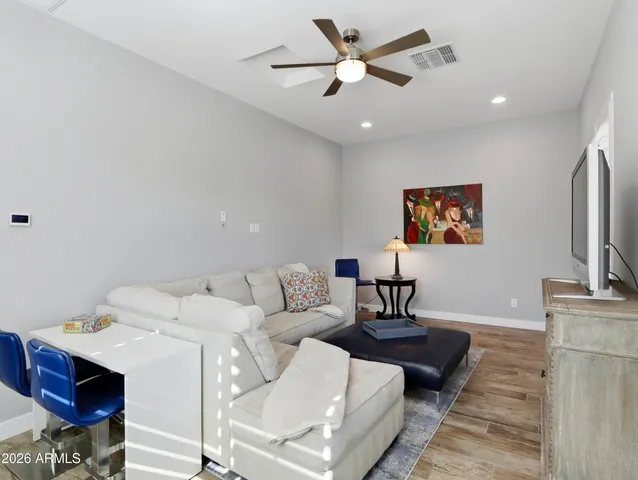 an aerial view of a house