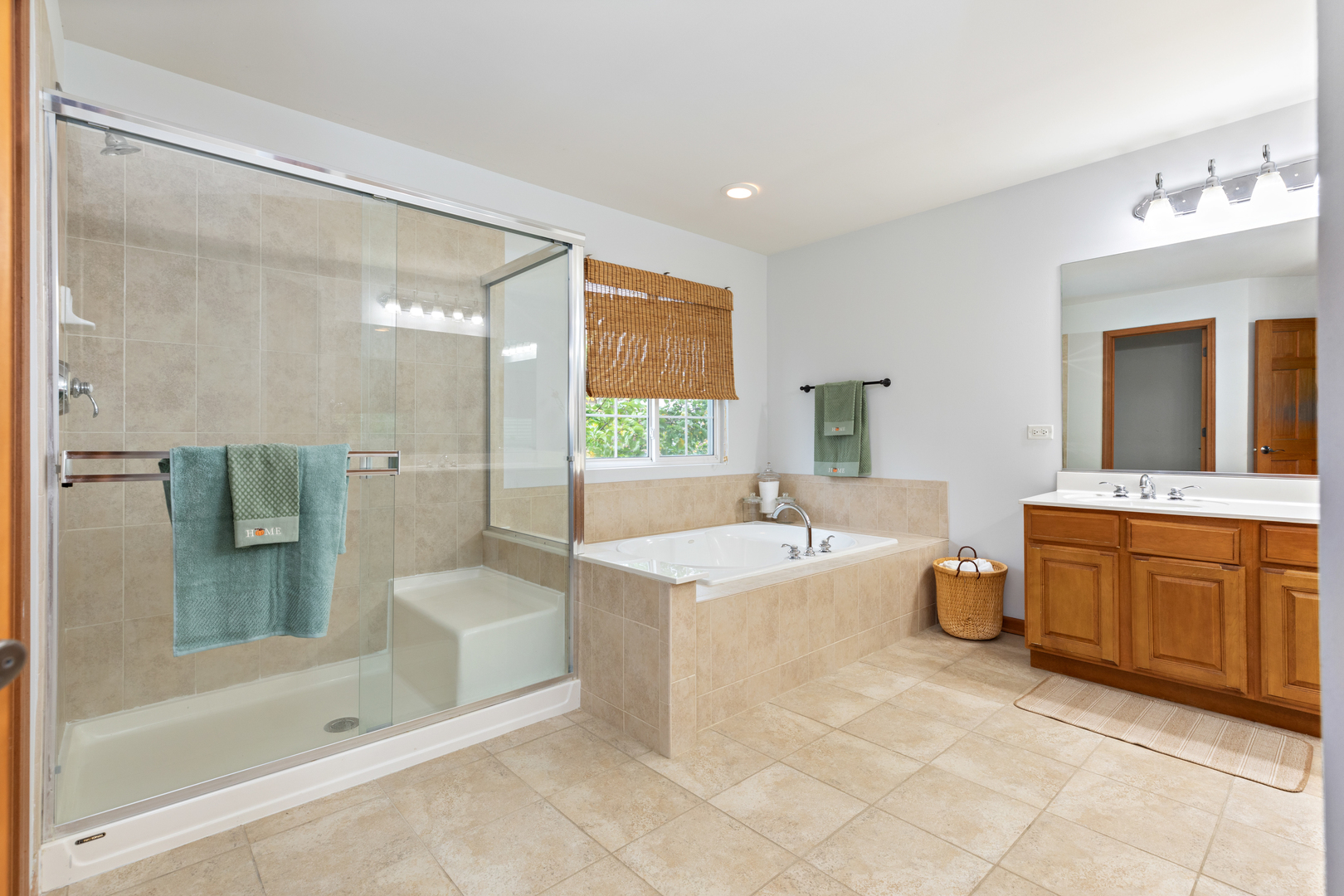 25231 Gettysburg Road Plainfield, IL 60544 - Photo 18 of 30 a large spacious bathroom with a tub sink shower and mirror
