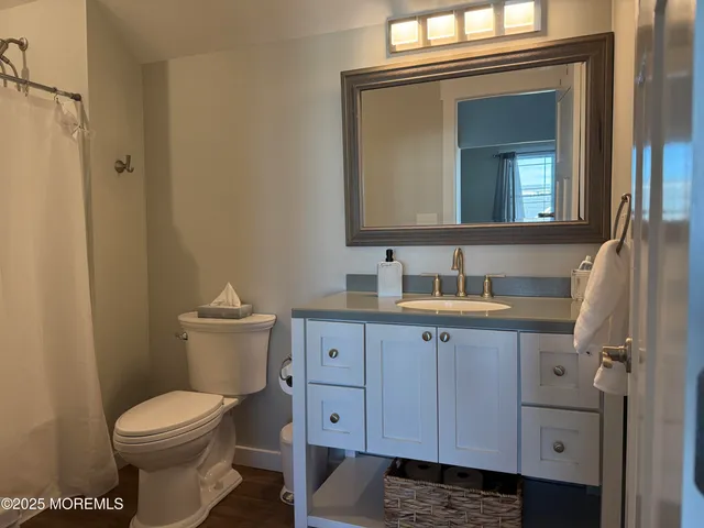 a view of a lake with a terrace