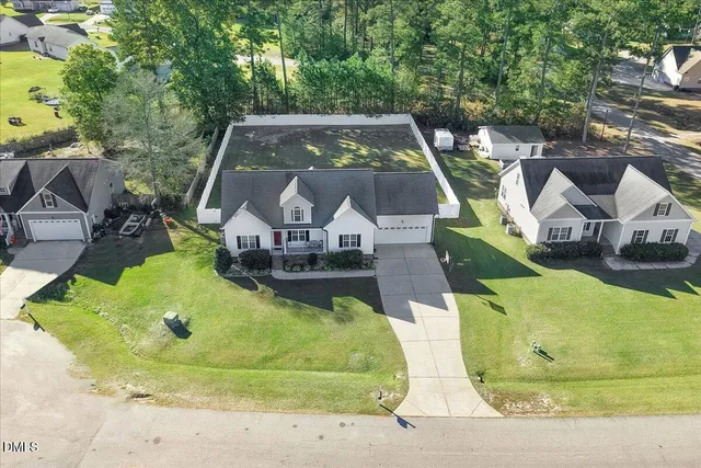 an aerial view of a house