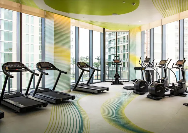 a view of a room with gym equipment