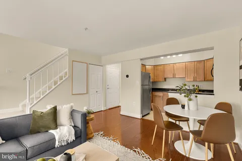 a view of kitchen with dining area