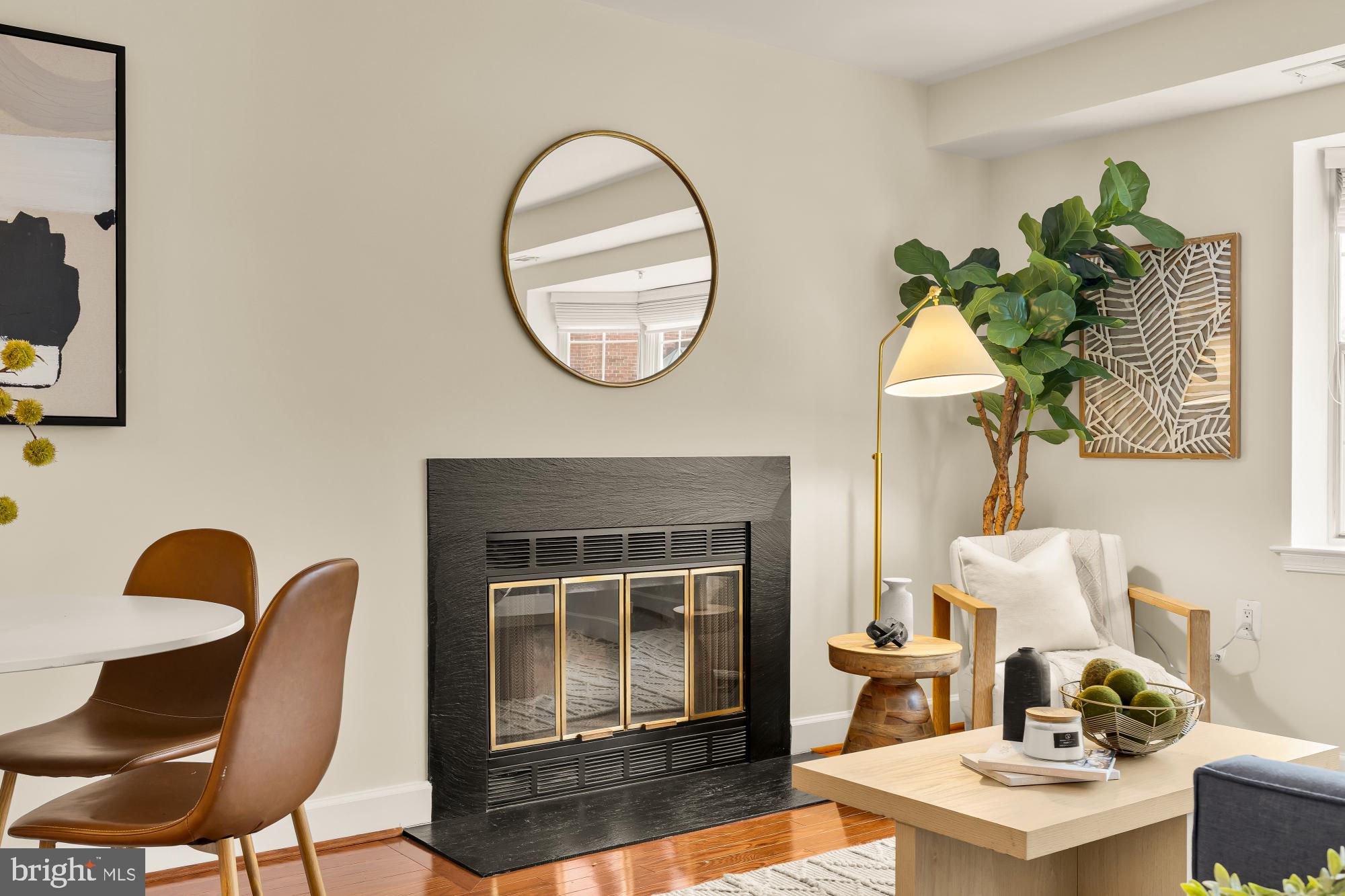 3804 Rodman Street Northwest, Unit 303 Washington, DC 20016 - Photo 7 of 32 a living room with furniture and a fireplace