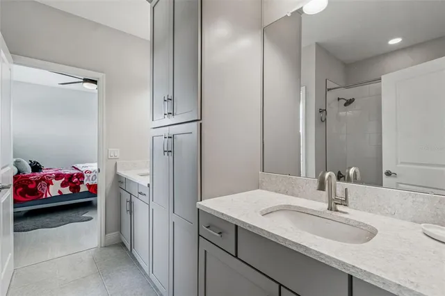 a bathroom with a shower and a bathtub