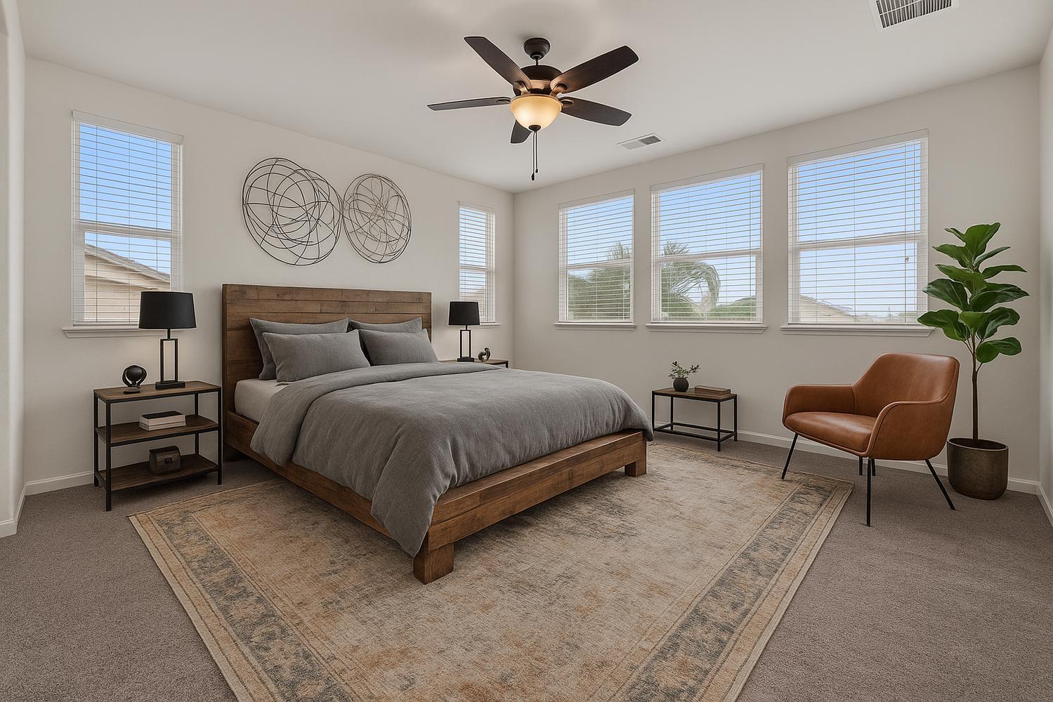 1513 Rock Spring Avenue Manteca, CA 95337 - Photo 28 of 56 a bedroom with a bed and a chandelier