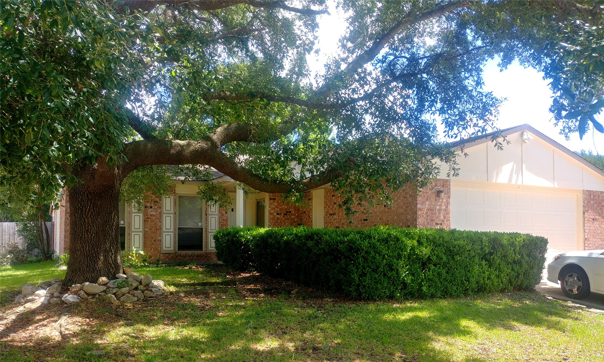24122 Rafter 3 Drive Hockley, TX 77447 - Photo 1 of 18 a view of a house with brick walls plants and large tree