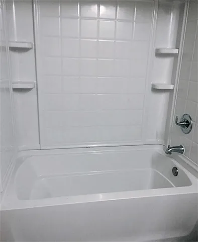 a bathroom with a bathtub