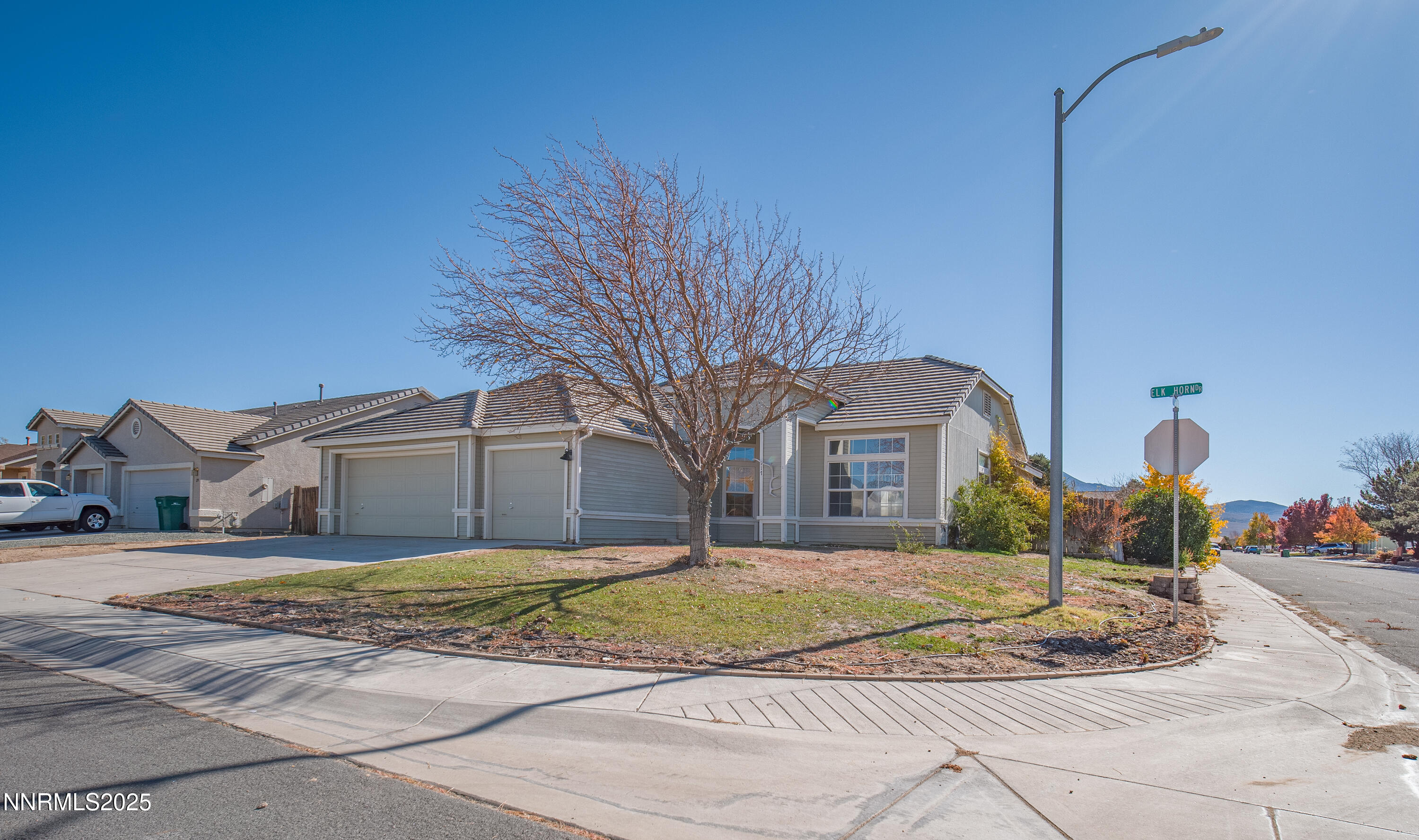 117 Elk Horn Drive Dayton, NV 89403 - Photo 46 of 59 a front view of a house with a yard and garage