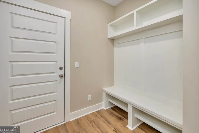 a view of an empty walk in closet