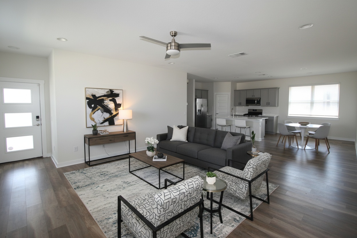 100 Century Plant Road Leander, TX 78641 - Photo 4 of 36 An open concept living area connects seamlessly to a modern kitchen and dining space.