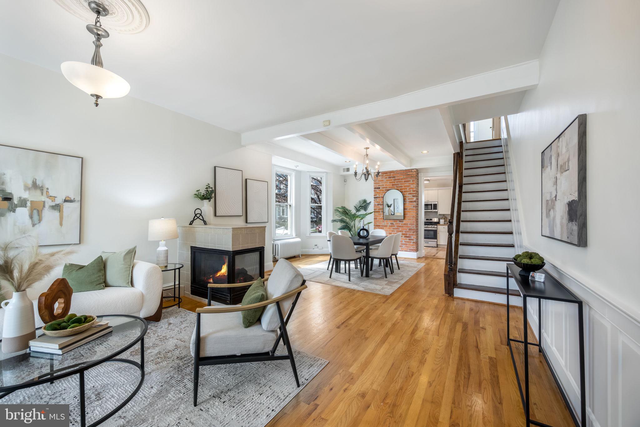 520 14th Street Northeast Washington, DC 20002 - Photo 12 of 44 Open main level w high ceilings & gas fireplace
