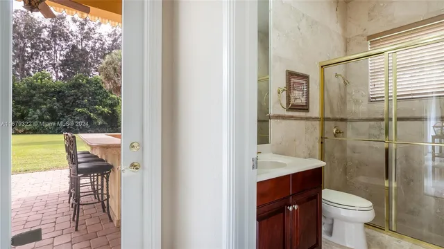 a view of a lake with a yard