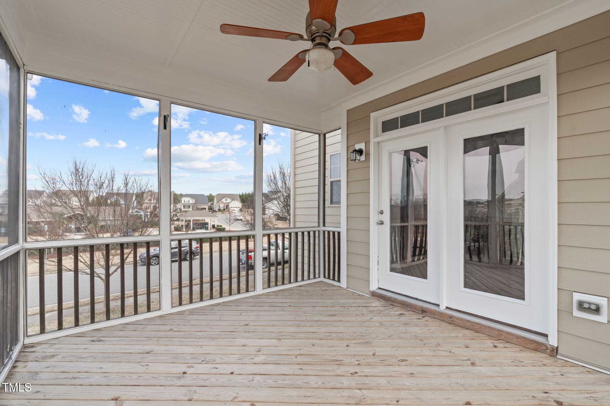 4139 Davis Meadow Street Raleigh, NC 27616 - Photo 40 of 43 a view of a balcony with a ceiling fan