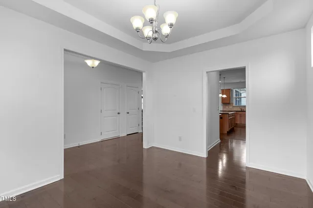 a view of a chandelier in a room