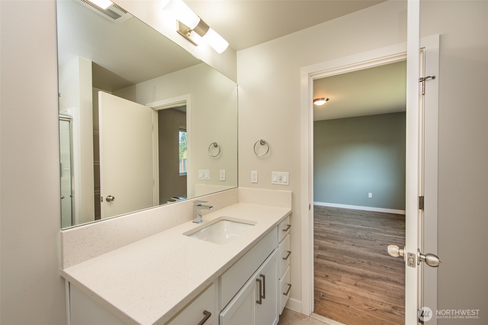 3601 Page Street Port Angeles, WA 98362 - Photo 26 of 35 a bathroom with a sink a mirror and a shower