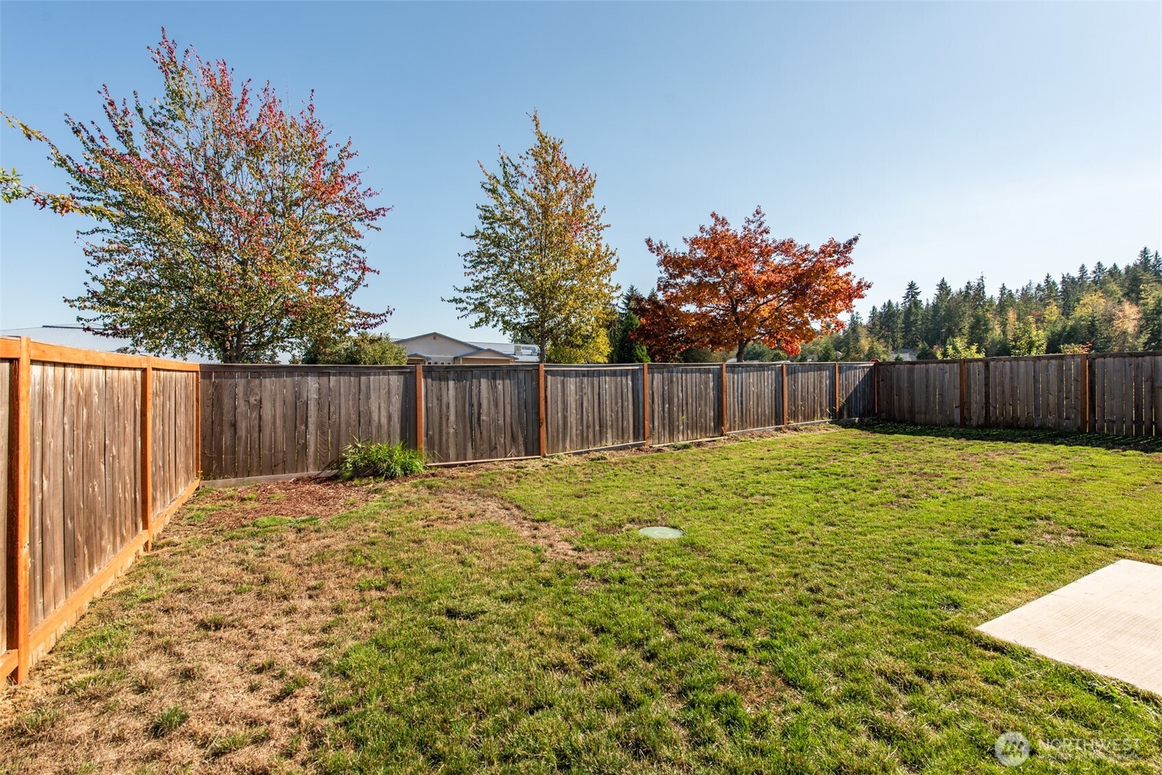 3601 Page Street Port Angeles, WA 98362 - Photo 28 of 35 a backyard with wooden fence and a bench