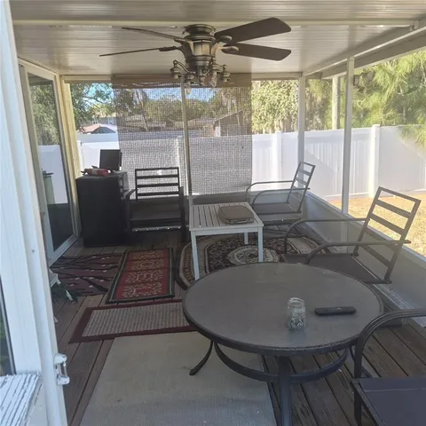 a bath room with a couch