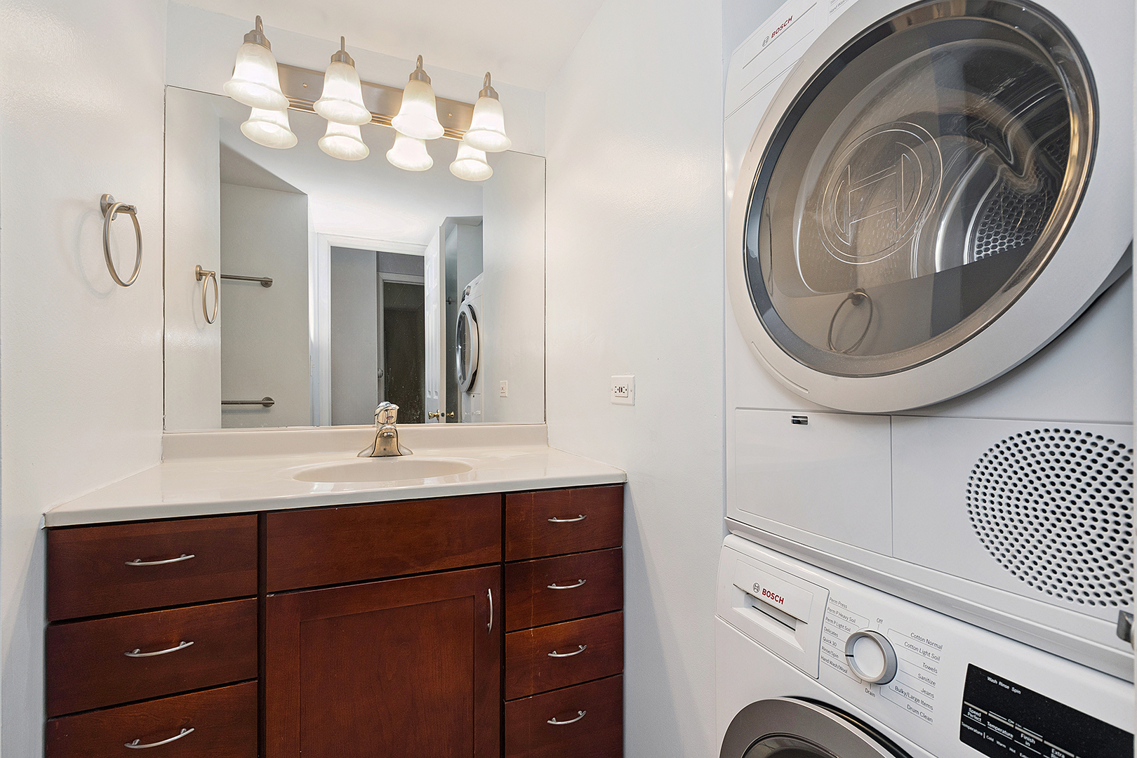 1000 South Lorraine Road, Unit 110 Wheaton, IL 60189 - Photo 22 of 29 a bathroom with a sink and a mirror